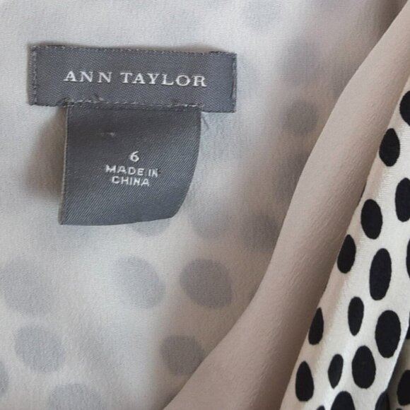 Ann Taylor Polka Dot Dress Size 6 Preppy Fit & Flare Ruched Bust Academia Twee - Picture 5 of 6